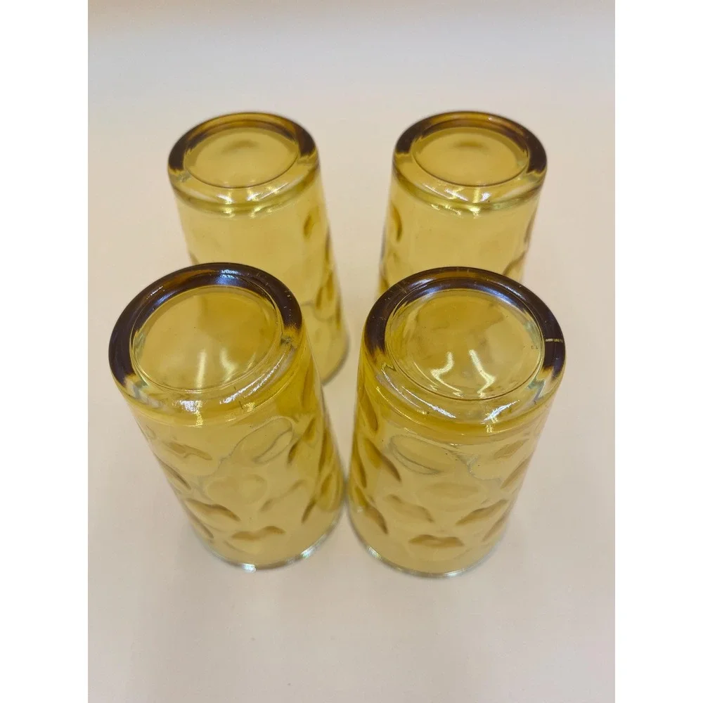 Vintage Hazel Atlas Eldorado Juice Glass Set: Amber Gold Coin Dot